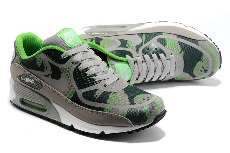 Nike Air Max 90 Chaussures Femmes Pre TAPE LT Gris DK bleu herbe verte (3)